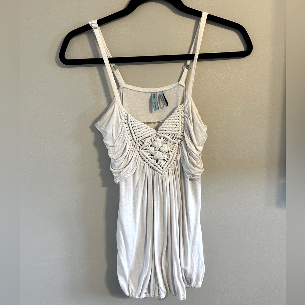 ✨ Guess by Marciano White Rope Braided Detail Tank Top